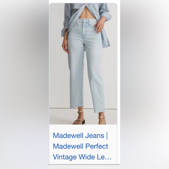 Madewell Size 26 The Perfect Vintage Wide-Leg Crop Jean with Raw Hem | Size 26 - Picture 2 of 12